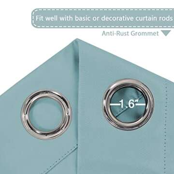 H.VERSAILTEX Blackout Patio Curtains 100 x 108 Inches for Sliding Door Extral Wide Blackout Curtain Panels Thermal Insulated Room Divider - Grommet Top, 9' Tall by 8.5' Wide - Mineral Blue