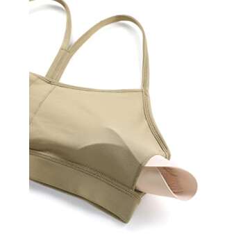 CRZ YOGA Butterluxe Womens Y Back Sports Bra - Padded Racerback Low impact Spaghetti Thin Strap Workout Yoga Bra Soul Brown Medium