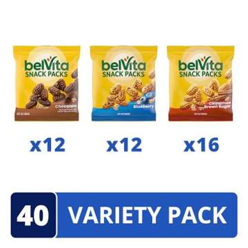belVita Bites Breakfast Biscuits Variety Pack – 40 Snack Packs, 3 Flavors