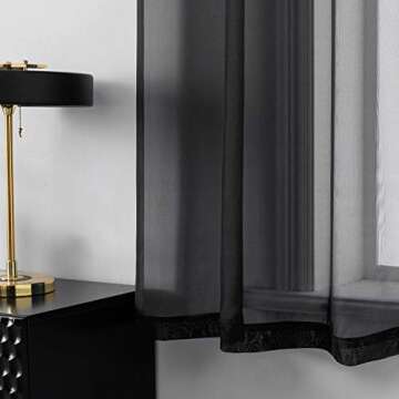 Gorgeous Black Sheer Curtains | 63 Inch Grommet Drapes