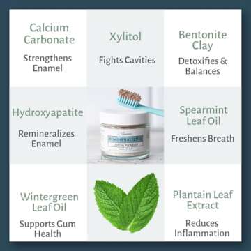 Living Well with Dr. Michelle Remineralizing Tooth Powder | Fluoride-Free Formula with Hydroxyapatite | Cavity Prevention & Remineralization | Safe & Clean Ingredients | Cool Mint Flavor
