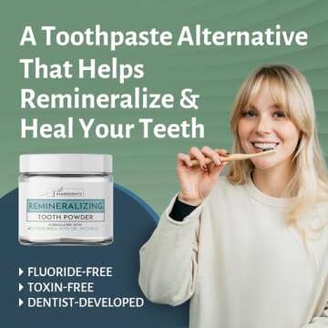 Living Well with Dr. Michelle Remineralizing Tooth Powder | Fluoride-Free Formula with Hydroxyapatite | Cavity Prevention & Remineralization | Safe & Clean Ingredients | Cool Mint Flavor