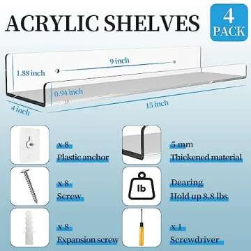 Stylish Hmdivor 15'' Acrylic Shelves - Perfect for Home