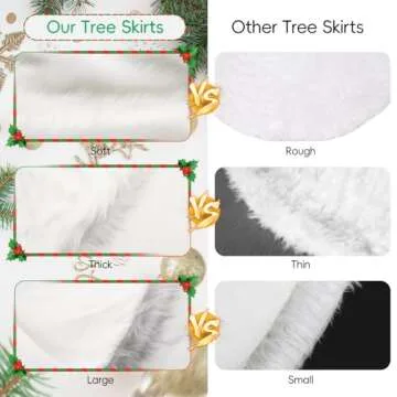 Christmas Tree Skirt 60 Inch White Faux Fur Plush Skirt Christmas Tree Decoration Holiday Party Indoor Outdoor Christmas Decorations for Merry Christmas (Snow White)