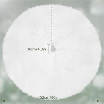 Christmas Tree Skirt 60 Inch White Faux Fur Plush Skirt Christmas Tree Decoration Holiday Party Indoor Outdoor Christmas Decorations for Merry Christmas (Snow White)
