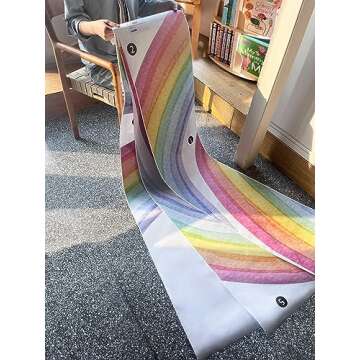 funlife Fabric Large Rainbow Wall Mural Stickers Peel and Stick, Precut Giant Vibrant Watercolor Rai...