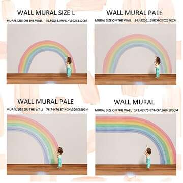 funlife Fabric Large Rainbow Wall Mural Stickers Peel and Stick, Precut Giant Vibrant Watercolor Rainbow Wall Sticker Decals for Girls Bedroom Kids Nursery Room Playroom, Vibrant Full Rainbow