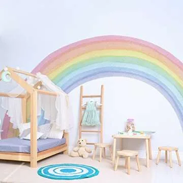 Funlife Vibrant Rainbow Wall Mural Stickers for Kids