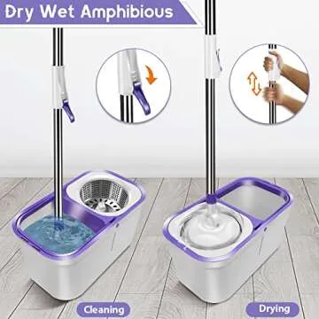 Spin Mop with Bucket and Replacement Pads for All Floors