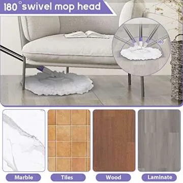 Spin Mop with Bucket and Replacement Pads for All Floors