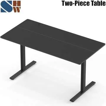 SHW Adjustable Standing Desk with Drawer 55 Inch Black