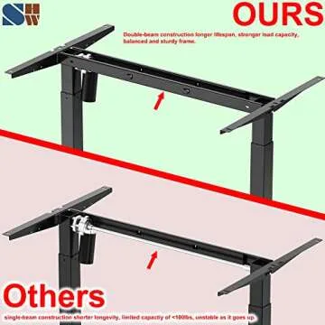 SHW Adjustable Standing Desk with Drawer 55 Inch Black
