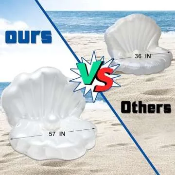 Triumpeek Inflatable Seashell Pool Float, 57" L Blow Up Giant Clam Floatie with Pearl Ball, Shell Pool Floating Ride On Raft Chair for Swimming Pool Summer Beach Party for Adults