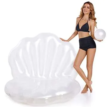 Triumpeek Inflatable Seashell Pool Float, 57" L Blow Up Giant Clam Floatie with Pearl Ball, Shell Pool Floating Ride On Raft Chair for Swimming Pool Summer Beach Party for Adults
