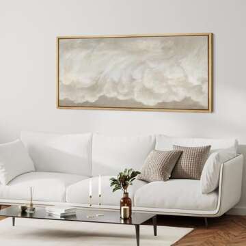 MUDECOR Extra Large Framed Canvas Print Wall Art Soft Cloud Abstract Serene Neutral Tones Illustrati...