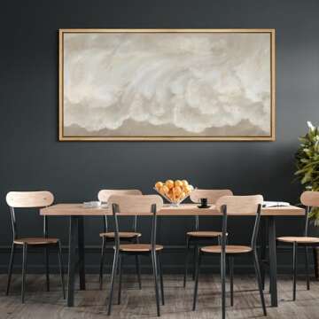 MUDECOR Extra Large Framed Canvas Print Wall Art Soft Cloud Abstract Serene Neutral Tones Illustrations Antique Retro Fine Art Illustrations Decorative Colorful for Bedroom - 60"x30"