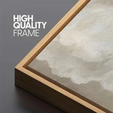 MUDECOR Extra Large Framed Canvas Print Wall Art Soft Cloud Abstract Serene Neutral Tones Illustrations Antique Retro Fine Art Illustrations Decorative Colorful for Bedroom - 60"x30"