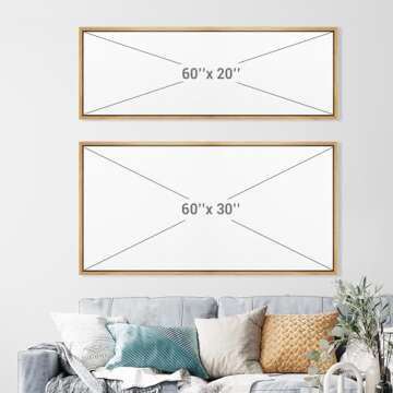 MUDECOR Extra Large Framed Canvas Print Wall Art Soft Cloud Abstract Serene Neutral Tones Illustrations Antique Retro Fine Art Illustrations Decorative Colorful for Bedroom - 60"x30"