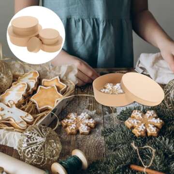 VILLCASE Round Paper Mache Boxes, 5 Sizes Kraft Paper Storage Containers, Cardboard Craft Empty Boxes with Lids for Candy Chocolate Biscuits Festival Packaging