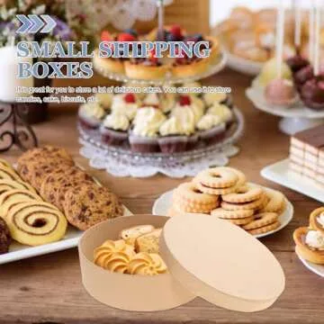 VILLCASE Round Paper Mache Boxes, 5 Sizes Kraft Paper Storage Containers, Cardboard Craft Empty Boxes with Lids for Candy Chocolate Biscuits Festival Packaging