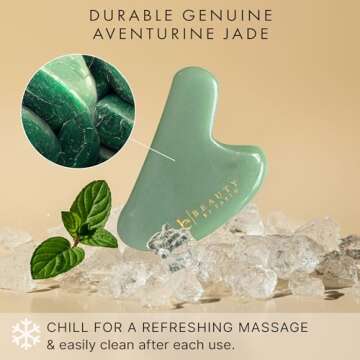 Jade Gua Sha - Smoothes Fine Lines & Wrinkles, Face Sculpting Tool for Face Massage, Jaw Massager, Facial Massage Tools, Valentines Day Gifts, Small Gifts for for Women and Teenage Girls