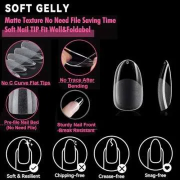 UNA GELLA Almond Oval Fake Nails Pre-shape 504pcs Oval Gel Nail Tips Round Oval Almond Press on Nails for Full Cover Acrylic Round Oval Full Nails False Nails 12 Sizes False Soft Gel Tips