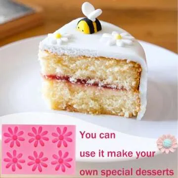 4Pcs Daisy Flower Silicone Molds Chrysanthemum Silicone Molds Small Flower Shapes Fondant Cake Chocolate Molds Polymer Clay Resin Mold for Cake Decoration Candy Ice Cube Soap Wax Making DIY Craft