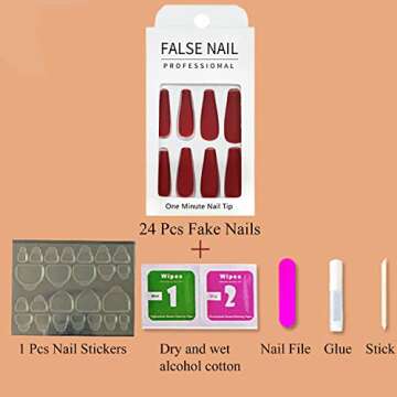 Vaveah Glossy Press on Nails Extra Long - 24 Pcs