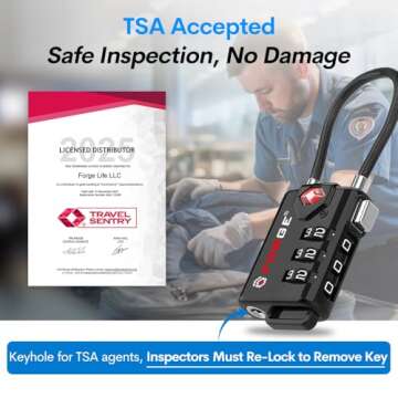 TSA Approved Cable Luggage Locks, 6 Pack, Easy Read Dials with Alloy Body