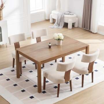 BESTANO Modern Dining Chairs Set of 4, Comfy Upholstered Side Chairs with Wood Legs, Linen Fabric Di...