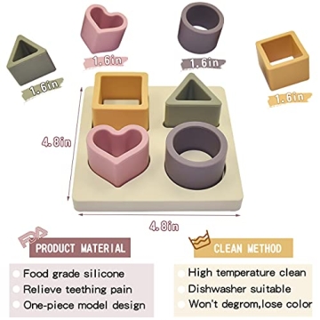 HETOMI Baby Soft Nesting Sorting Silicone Teething Blocks
