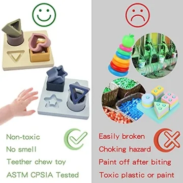 HETOMI Baby Soft Nesting Sorting Silicone Teething Blocks