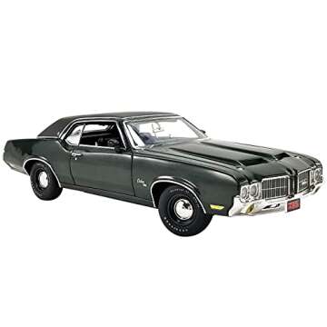 LIMITED EDITION ACME 1971 Oldsmobile Cutlass SX Rocket 455 Antique Jade Green Metallic with Vinyl Bl...