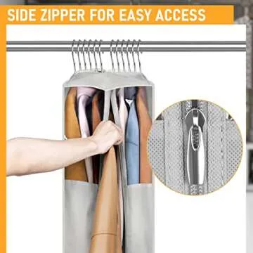 MISSLO 10" Gusseted Garment Bags for Hanging Clothes 40" Clear Suit Bags for Closet Storage Suits Cover Coat Protector, 3 Packs, Grey