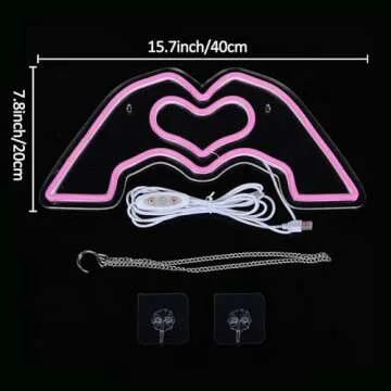 HMASYO Heart Hands Neon Sign for Music Lovers and Couples