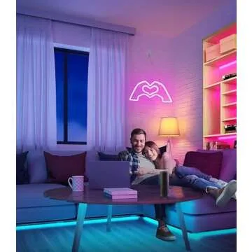 HMASYO Heart Hands Neon Sign for Music Lovers and Couples