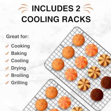 Cooling Rack for Baking 2-Pack, 12 x 8.5 Inches - Durable Stainless Steel Wire Rack Ideal for Cookin...