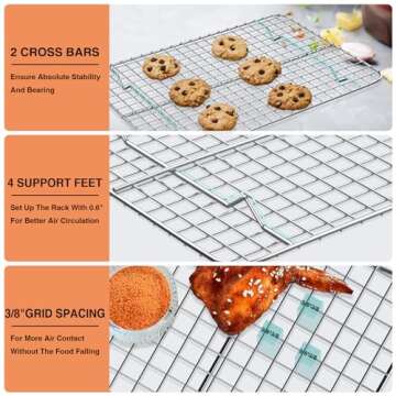 Cooling Rack for Baking 2-Pack Stainless Steel Adjustable Design