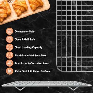 Cooling Rack for Baking 2-Pack Stainless Steel Adjustable Design