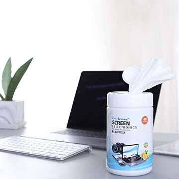 Monitor Wipes, Pre-Moistened Computer Screen Wipes for Electronics, Computer Monitor Cleaning Wipes for Eyeglasses, Tablets, Camera Lenses, Laptop, Screen Cleaner Wipes for Phones, TV, LCD