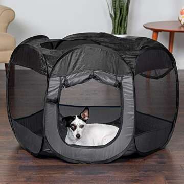 Furhaven Portable Dog Playpen Cat Tent, Pet playground/kennel foldable indoor outdoor zippered puppy crate - Gray, Medium