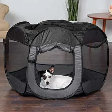 Furhaven Portable Dog Playpen Cat Tent, Pet playground/kennel foldable indoor outdoor zippered puppy crate - Gray, Medium