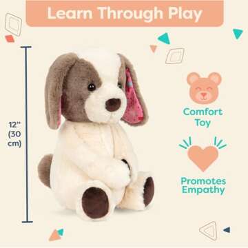B. toys- B. softies-12" Plush Dog - Huggable Dog Stuffed Animal Toy – Soft & Cuddly Plush Puppy – Washable – Babies, Toddlers, Kids- Happy Hues- Cupcake Pup- 0 Months +