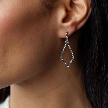 Gemistry Judy Crowell Jewelry Gold Over Sterling Silver and Rhodium Diamond Cut Marquis Drop Earrings