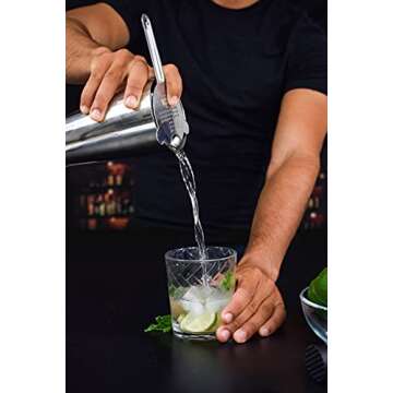 TheBarsentials Cocktail Strainer Set Stainless Steel Bar Tools with Stirring Spoon - Hawthorne Strainer, Julep Strainer, Fine-Mesh Strainer/Sifter for Drinks
