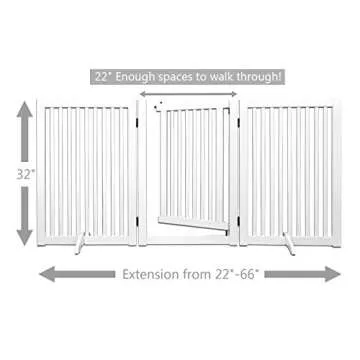 WELLAND Wood Pet Gate with Walk Through Door - 66" Wide