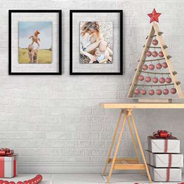 ONE WALL 16x20 Inch Floating Frame, Black Wood Double Glass Float Picture Frame Display 16x20/11x14 Inch Photos or Plant or Petal Specimens for Wall Hanging - Mounting Accessories Included