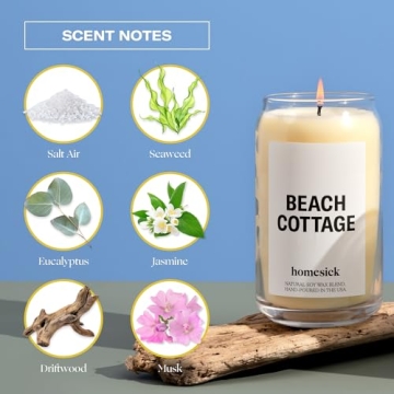 Homesick Beach Cottage Candle - 60-80 Hours of Relaxing Aroma