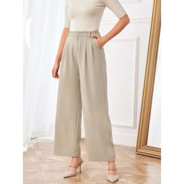 SweatyRocks Casual High Waisted Wide Leg Trousers for Women