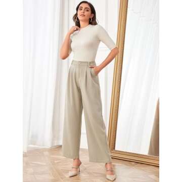 Stylish SweatyRocks Women's Wide Leg Casual Pants